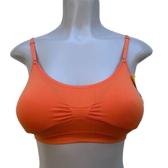 NWT Coobie Intimates Seamless Bra OS Orange Wire Free Soft Scoop Neck - Picture 1 of 11